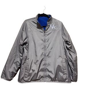 Men's University of‎ Kentucky Reversible Windbreaker Gray Blue Zip up Size Large